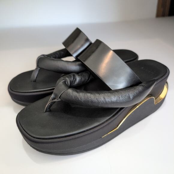 4CCCCEES Eclipse Sling Shoe Black Thong Sandal Platform Leather 39 US 8-8.5 $350 - Picture 9 of 14
